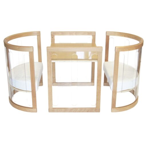 sova clear playing table and chairs in beech