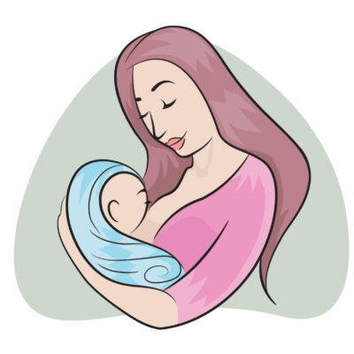 image of mum using the cross cradle hold breastfeeding position