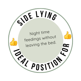 graphic explaining side lying breastfeeding position is ideal for night time feeding