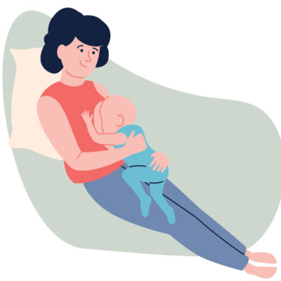 graphic demonstrating laid back breastfeeding position